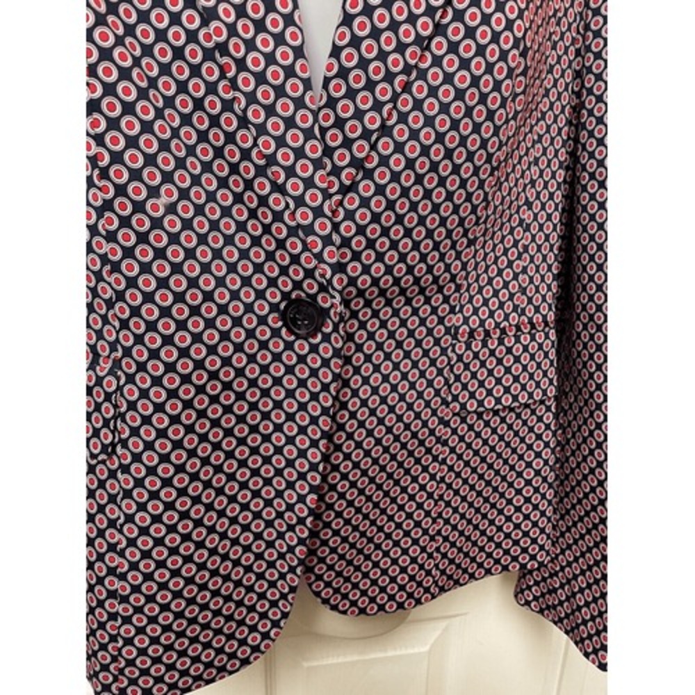 Michael Kors Blazer Size 14 Red‎ White Blue Dots Spring Tailored Business Office - Picture 4 of 16